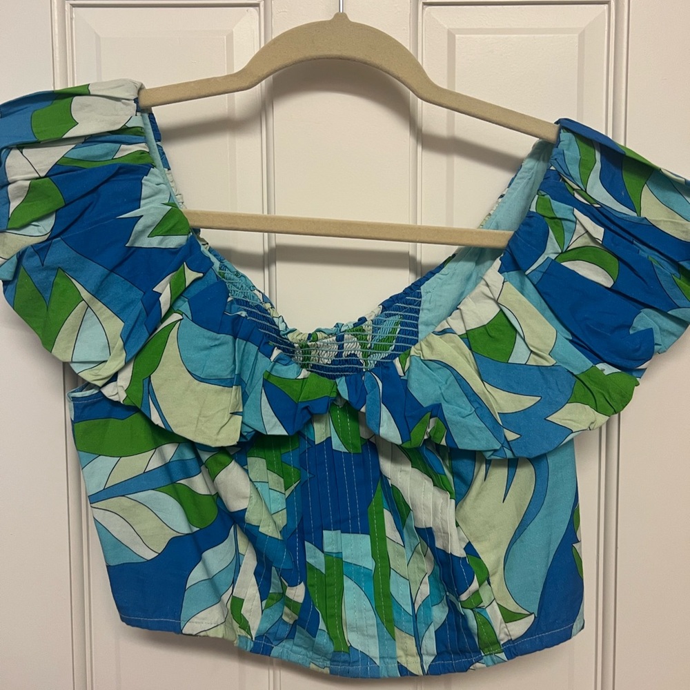 NWOT Maeve Ruffle-Sleeve Cropped Blouse - Size XS